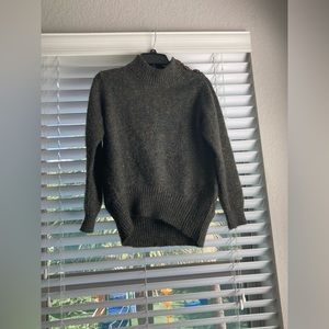Simple Retro Green Mock Neck Sweater